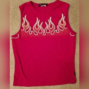 Y2K Big Flirt Glitter Flames Tank Top.
